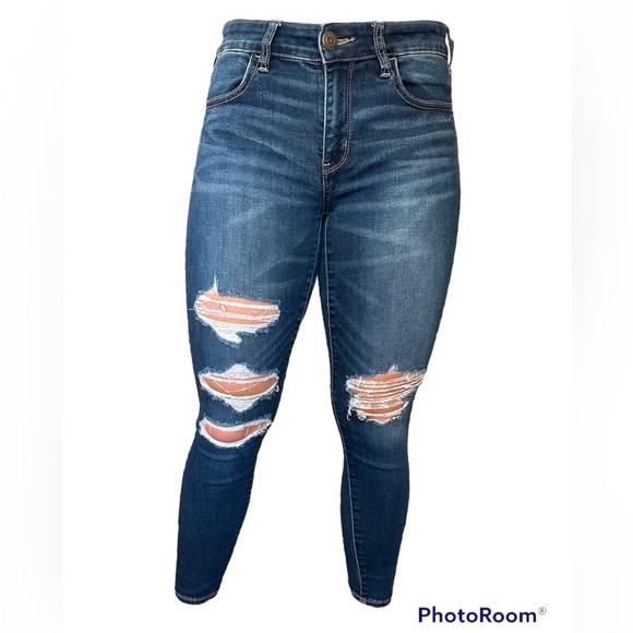 American Eagle Ne(x)t Level Stretch Skinny Distressed Denim Jegging - Picture 1 of 5